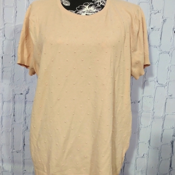 ELLE Lightweight light peach sweater XL with pearls - Picture 1 of 4